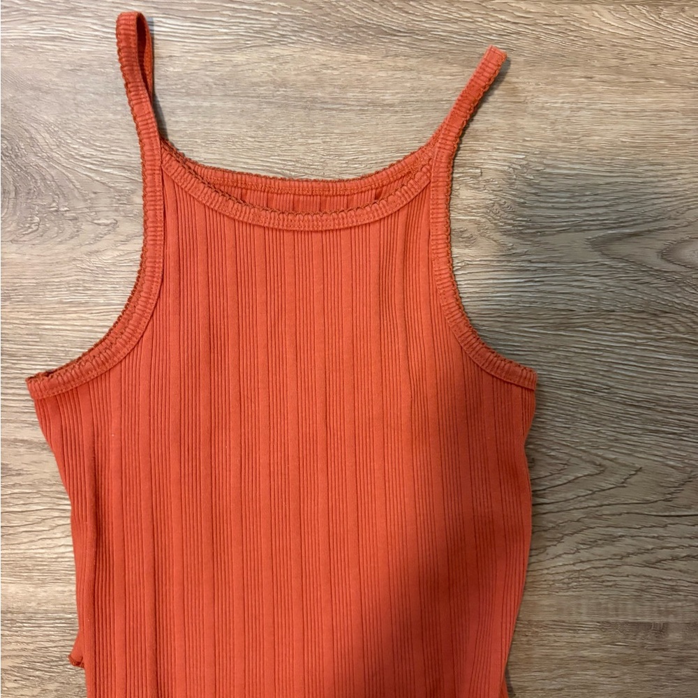 Orange Ribbed Tank Top